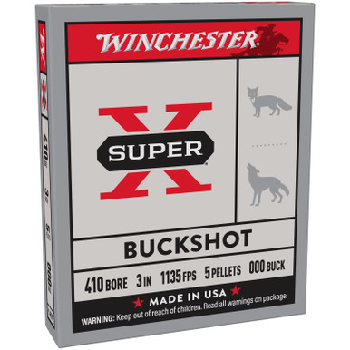 Winchester XB413 SuperX Buck Shot 410 Gauge 3" 5 Pellets 000 Shot 5 Rounds