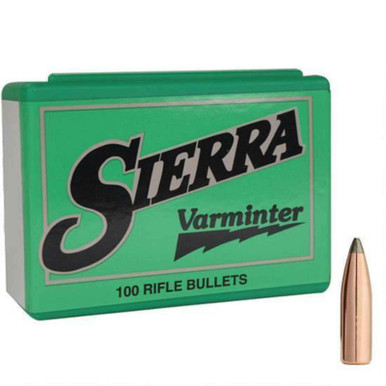 Sierra .22 Caliber .224" Diameter 55 Grain Varminter Sierra Soft Point Flat Base Bullets 100 Count, 1360