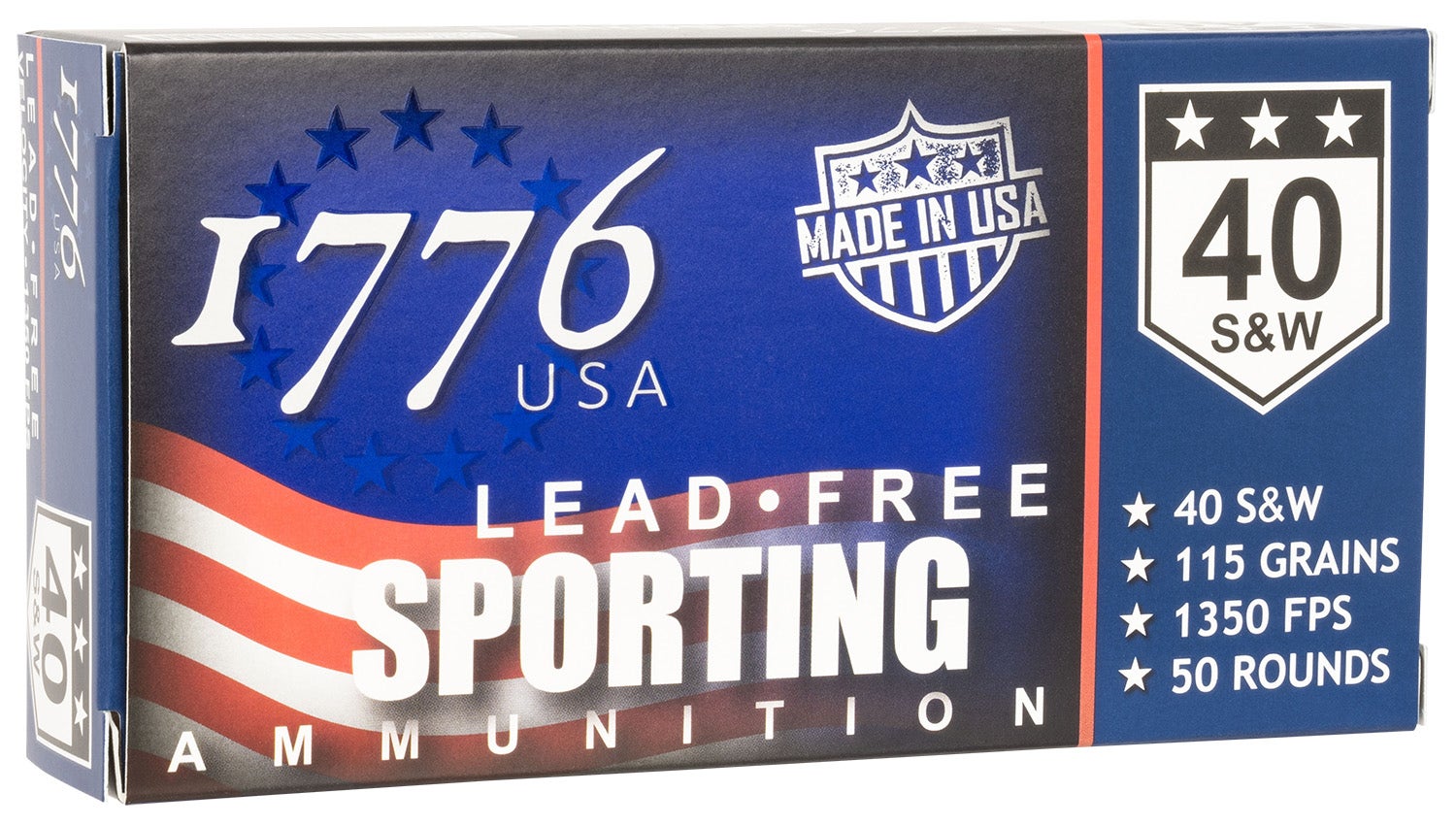 1776 USA Lead Free Sporting 40 S&W 115 Gr. Lead Free Ball 50/Box