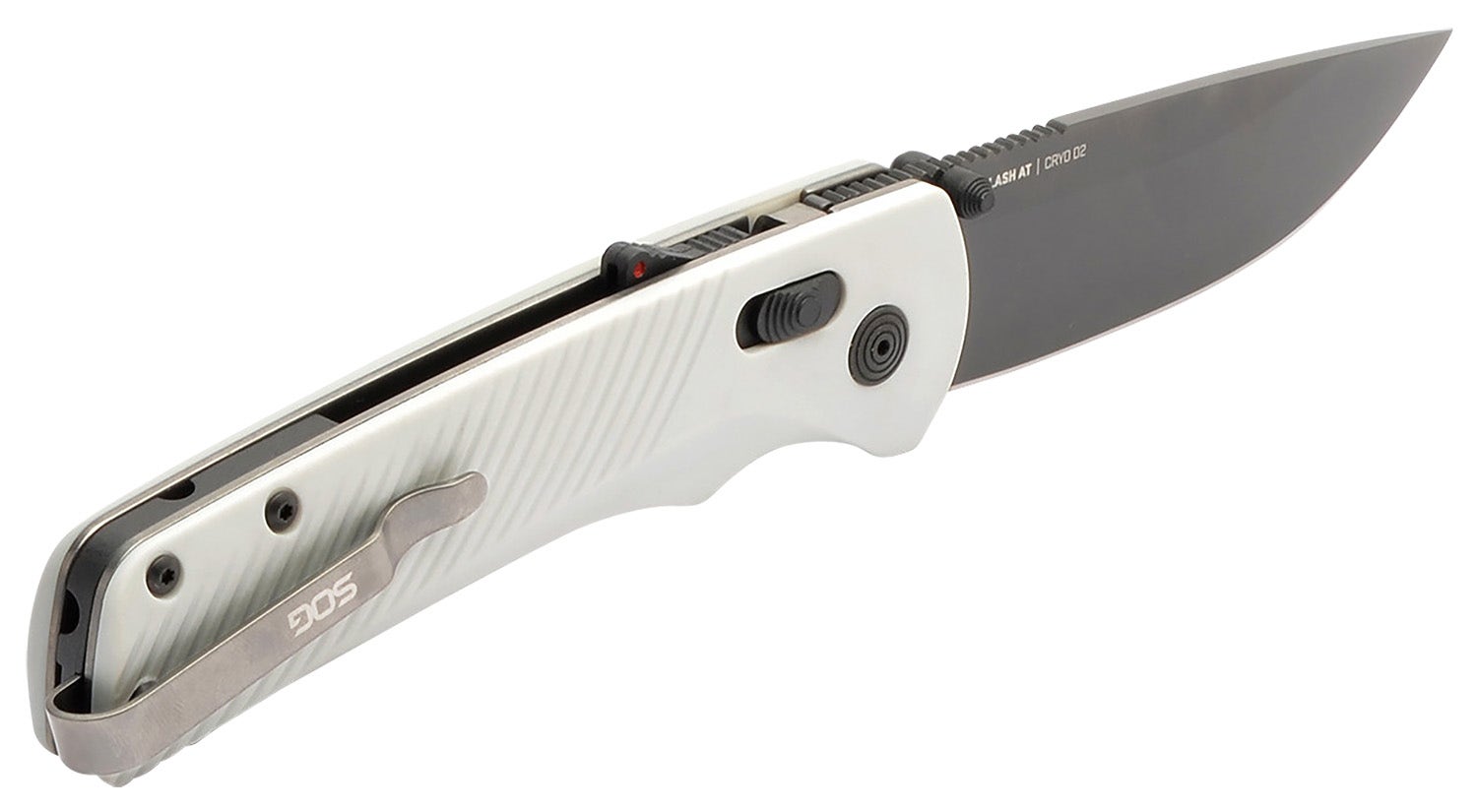 S.O.G Flash AT 3.45" Folding Straight Back Plain TiNi Cryo D2 Steel Blade Concrete Gray Textured GRN Handle