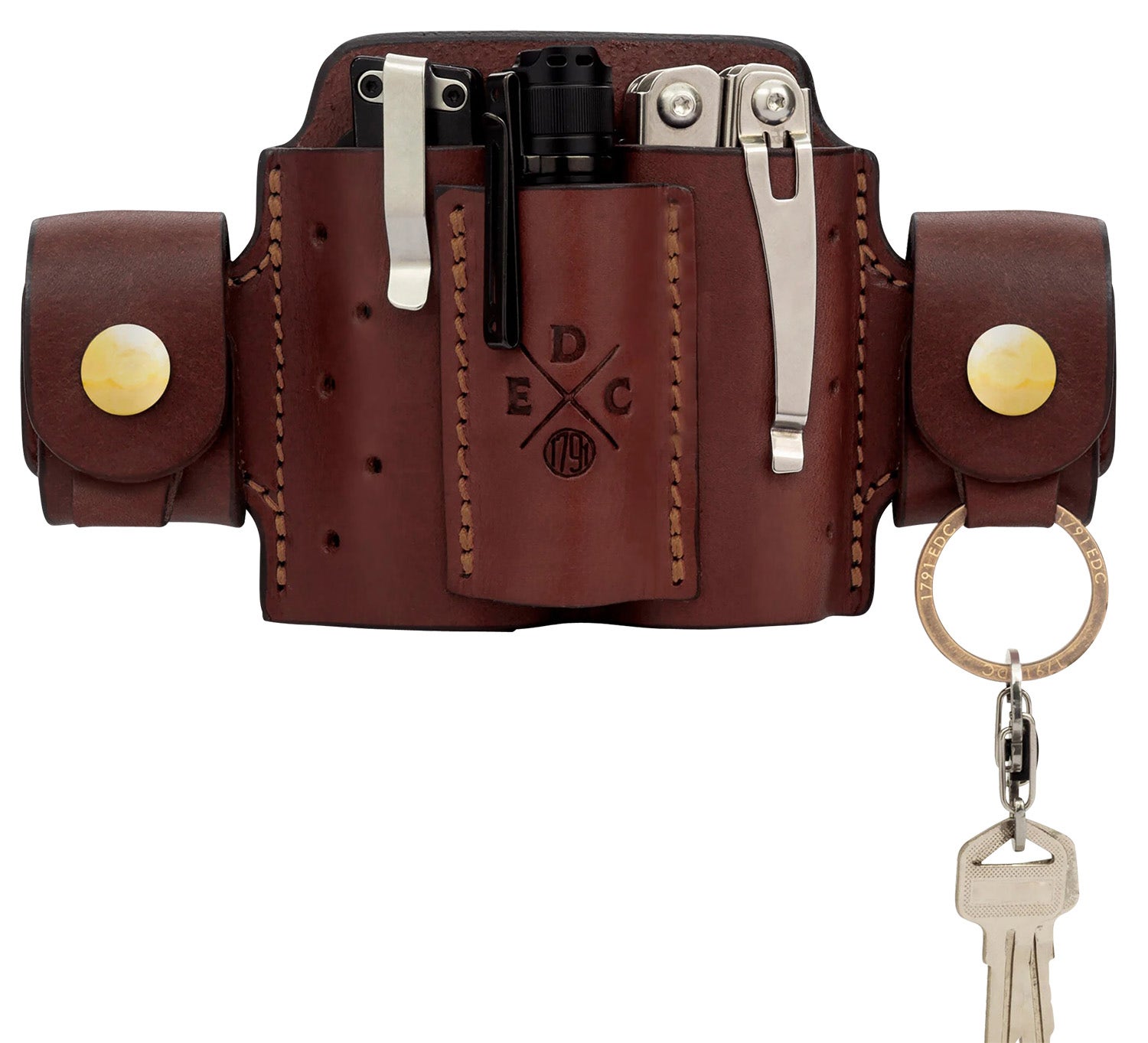 1791 Gunleather EDC Mini Action Snap OWB Chestnut Leather Belt Loop RH/LH