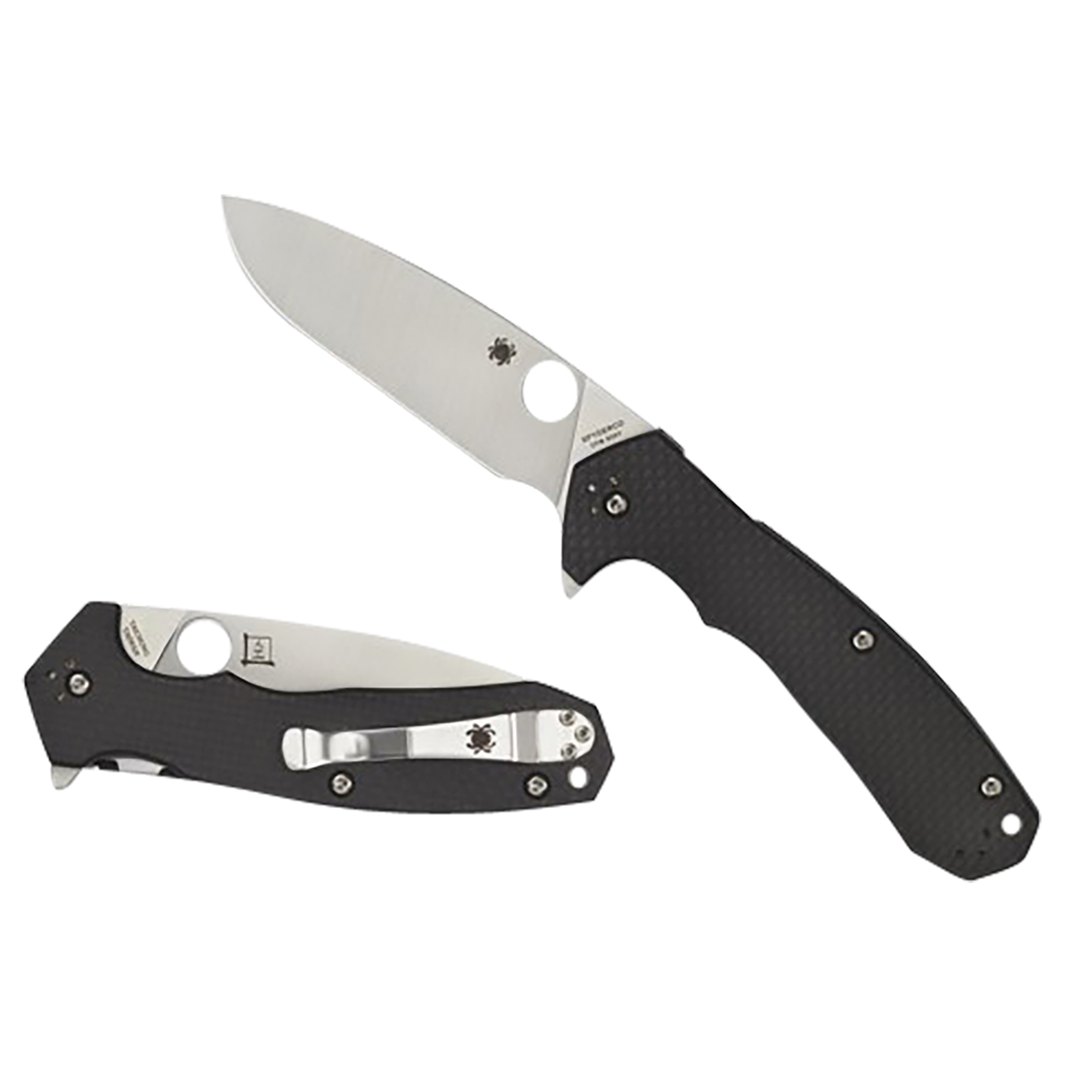 Spyderco Amalgam 3.80" Folding Drop Point Plain Satin CPM S30V SS Blade Black Textured Carbon Fiber G10 Handle