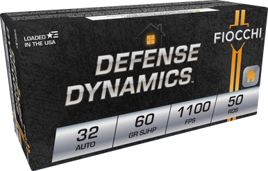 Fiocchi Defense Dynamics 7.65mm Browning (32 Auto) 60gr Jacketed Hollow Point 50Rnd Handgun Ammunition
