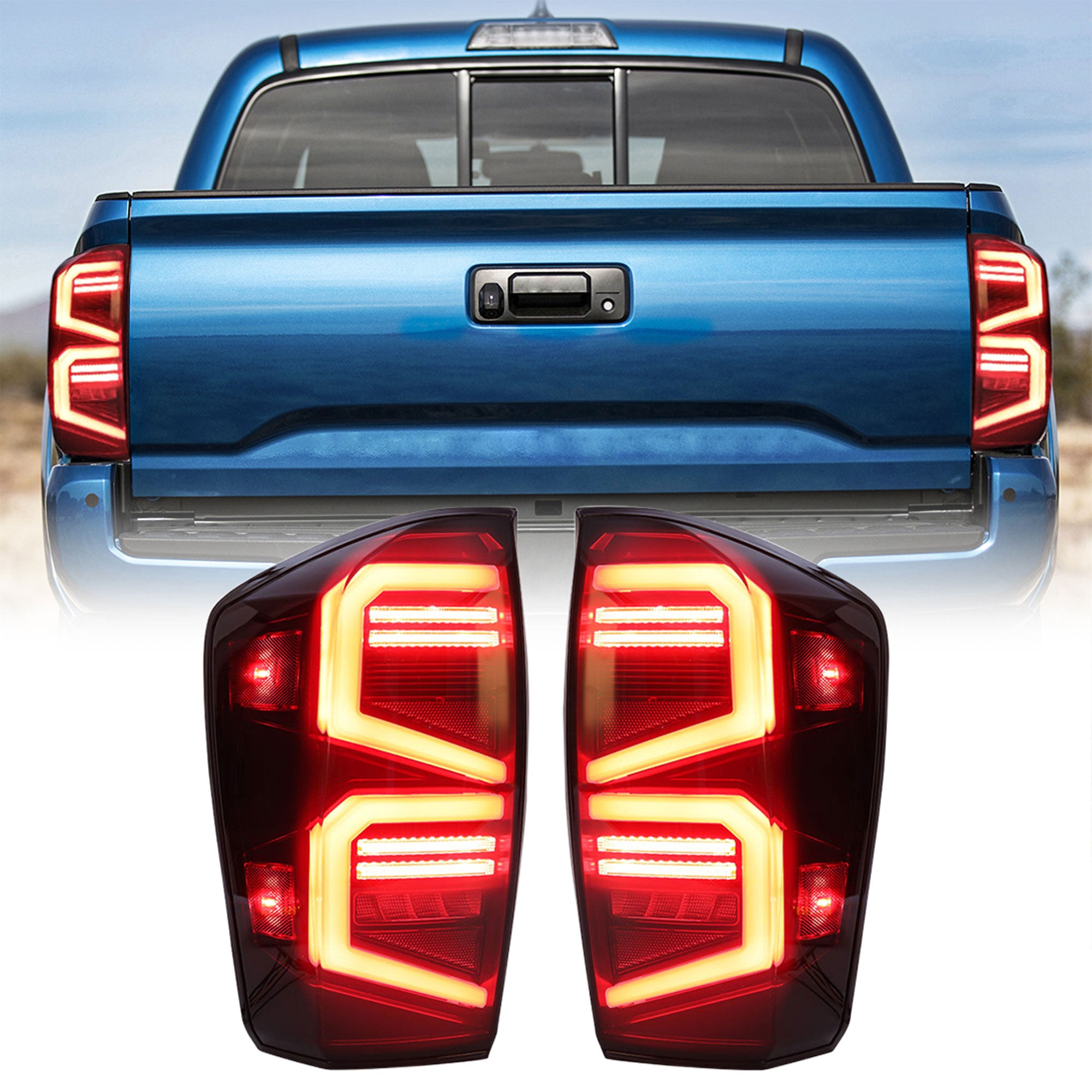 AMERICAN MODIFIED Smoked LED Tail Lights for 16-23 Toyota Tacoma, 1 Pair (Used)