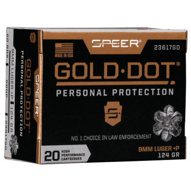 Gold Dot 23617GD Personal Protection 9mm+P 124 GR JHP 20 Rounds