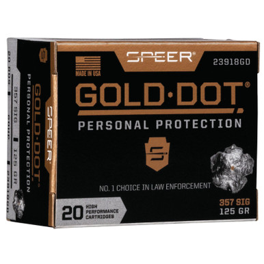 Gold Dot 23918GD Personal Protection 357 Sig 125 GR JHP 20 Rounds