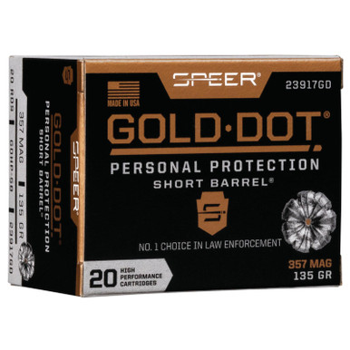 Gold Dot 23917GD Personal Protection 357 Mag 135 GR JHP 20 Rounds