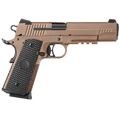 Sig 1911 45 ACP 5" Barrel Emperor Scorpion Flat Dark Earth SAO Siglite Black G10 Grip (2) 8RD Steel MAG Rail, 1911R45ESCPN