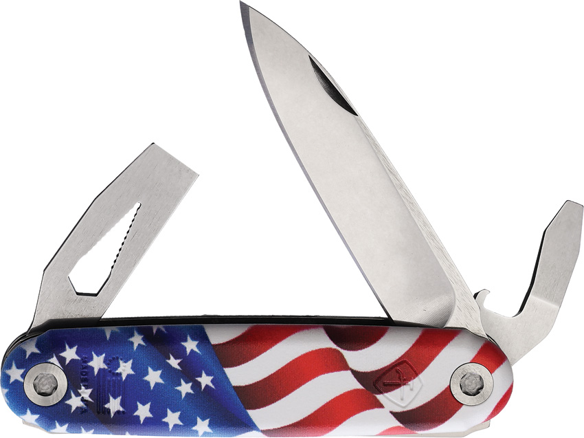American Service Knife Jefferson DP Multi Function Pocket Knife USA Flag - ASK001FLG