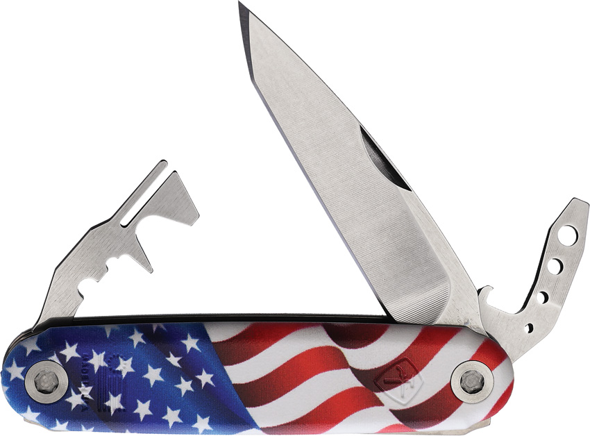 American Service Knife Washington Multi Function Pocket Knife Tanto USA Flag - ASK002FLG