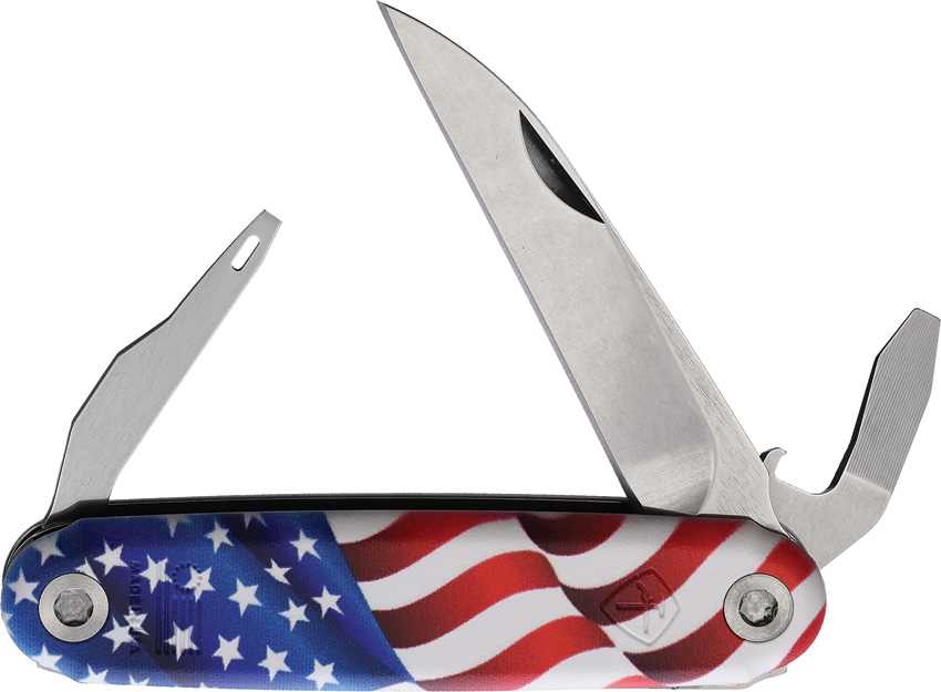 American Service Knife Alchesay Multi Function Pocket Knife Wharncliffe USA Flag - ASK003FLG