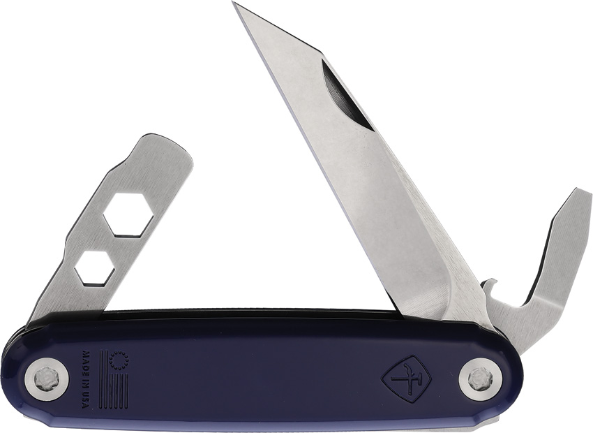 American Service Knife Ironsides Seax Multi Function Pocket Knife Corsair Blue - ASK004BL