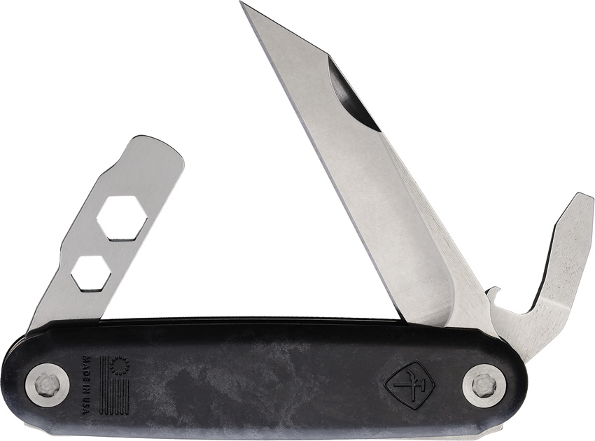 American Service Knife Ironsides Seax Multi Function Pocket Knife Carbon Fiber - ASK004CF