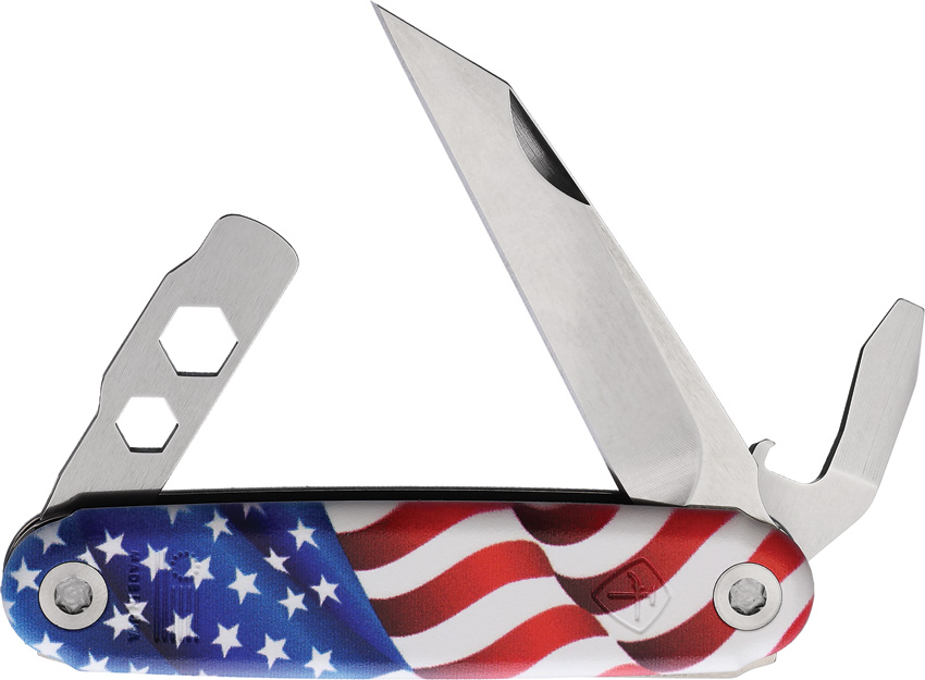American Service Knife Ironsides Seax Multi Function Pocket Knife USA Flag - ASK004FLG