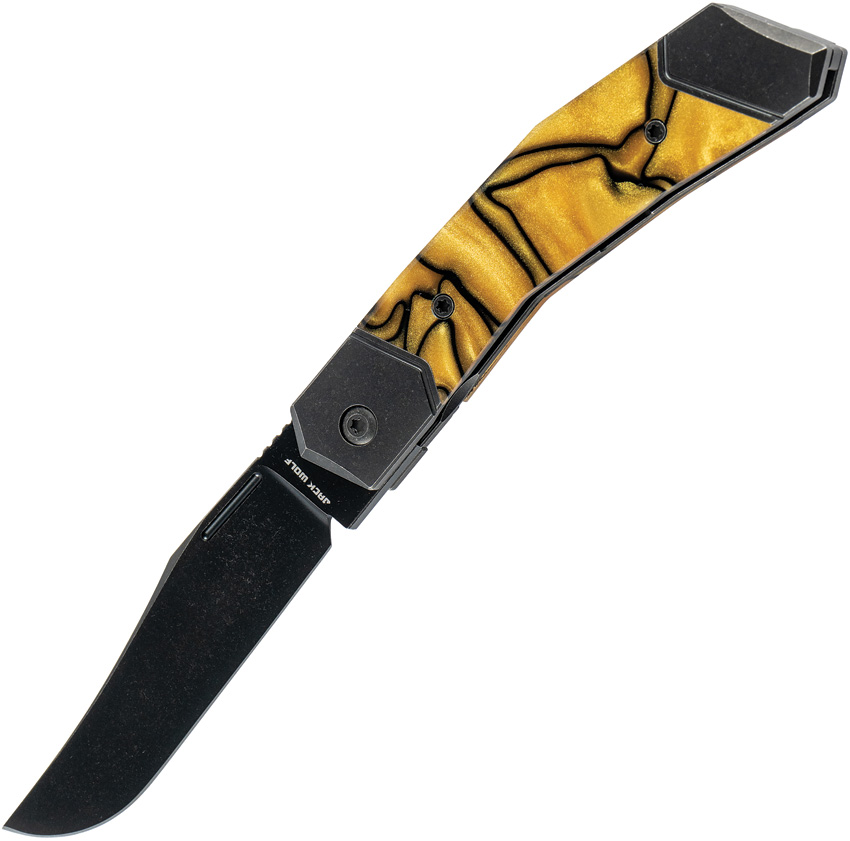 Jack Wolf Bionic Jack Framelock Pocket Knife Kirinite Liquid Gold - JW54178