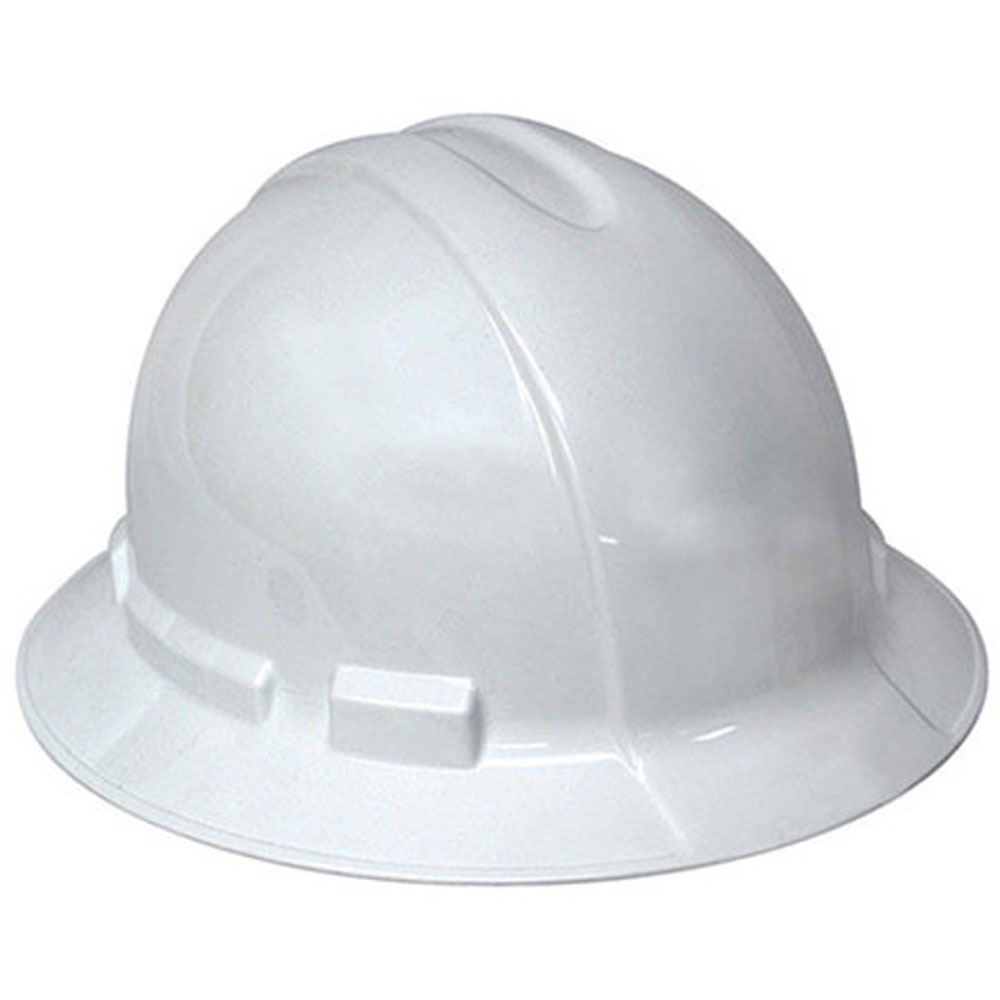 3M Hard Hat, Full Brim, White Ratcheting Head Band