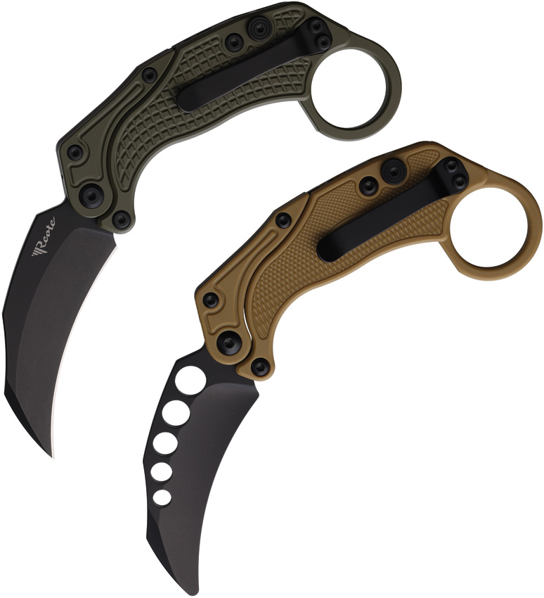 Reate EXO-K Button Lock Pocket Knife Green Black - REA119