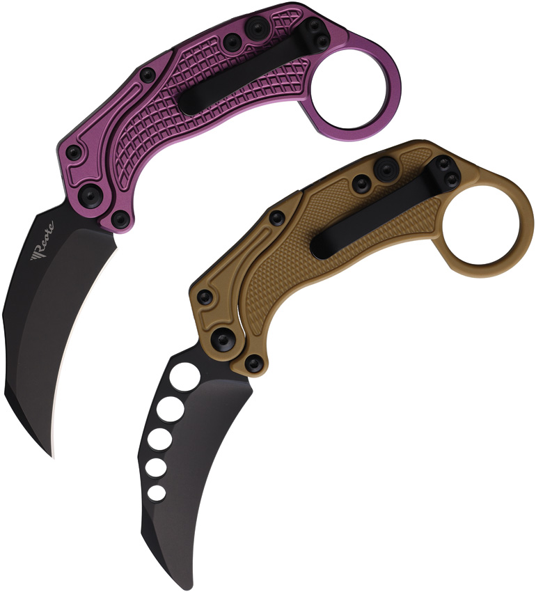 Reate EXO-K Button Lock Pocket Knife Purple Black - REA122