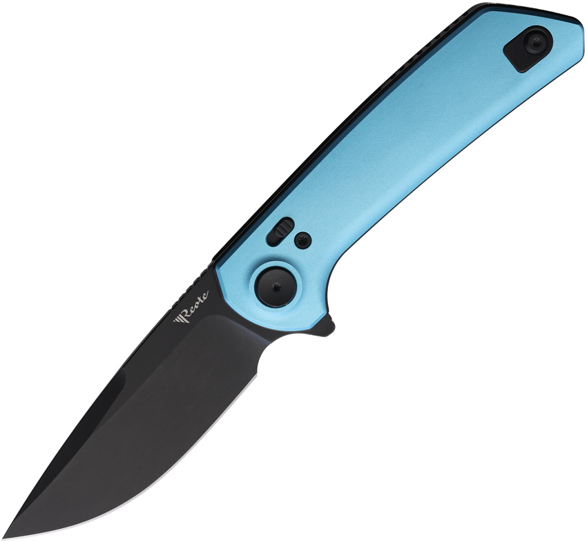 Reate Lockblade Pocket Knife Blue Aluminum Nitro V - REAPLXFA9