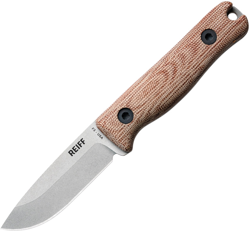 Reiff F3 EDC Fixed Blade Knife Natural Canvas Micarta - REKF3NCML