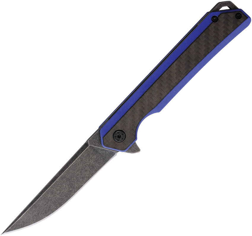 Rough Ryder Black Carbon Fiber Over Blue G10 Folder Linerlock Pocket Knife - RR2671