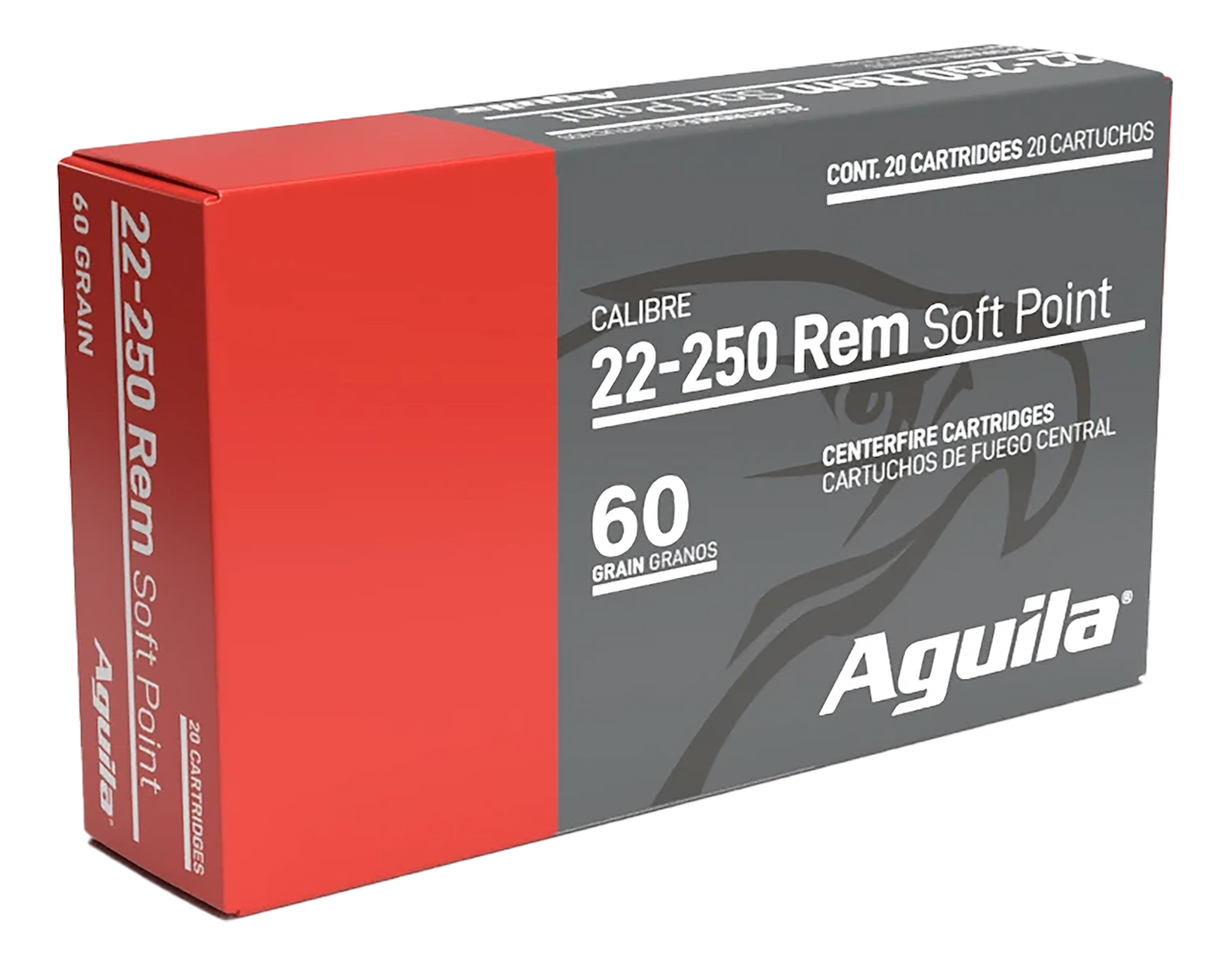 Aguila 22-250 Rem Ammo 60 gr InterLock Boat Tail Soft Point 20 Rounds 8338AG