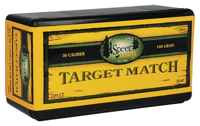 Speer Target Rifle Bullet .308 Dia. 168 Gr HPBT Match