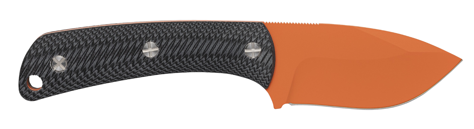 Browning Back Country Small Knife 2.75" Fixed Deep Belly Skinner Plain Blaze Orange Ceramic D2 Steel Blade, Black G10 Handle 3220499B