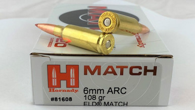 Hornady Match 6mm ARC 108 gr Extremely Low Drag-Match 20Rnds Rifle Ammo