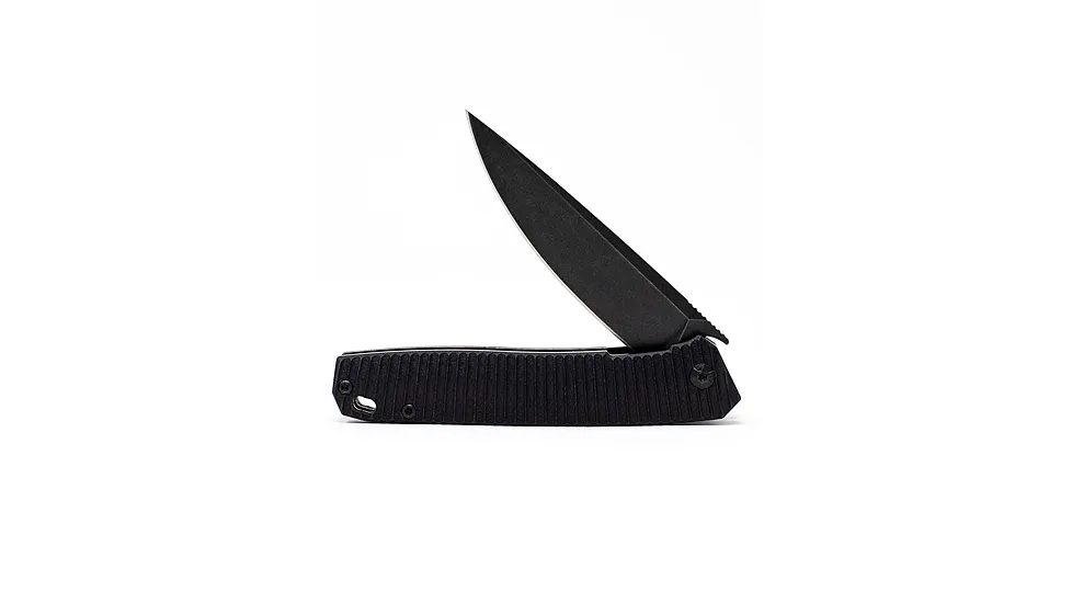 3V Gear Black React Folding Knife - Grooved G10/Black Coated 6957297B