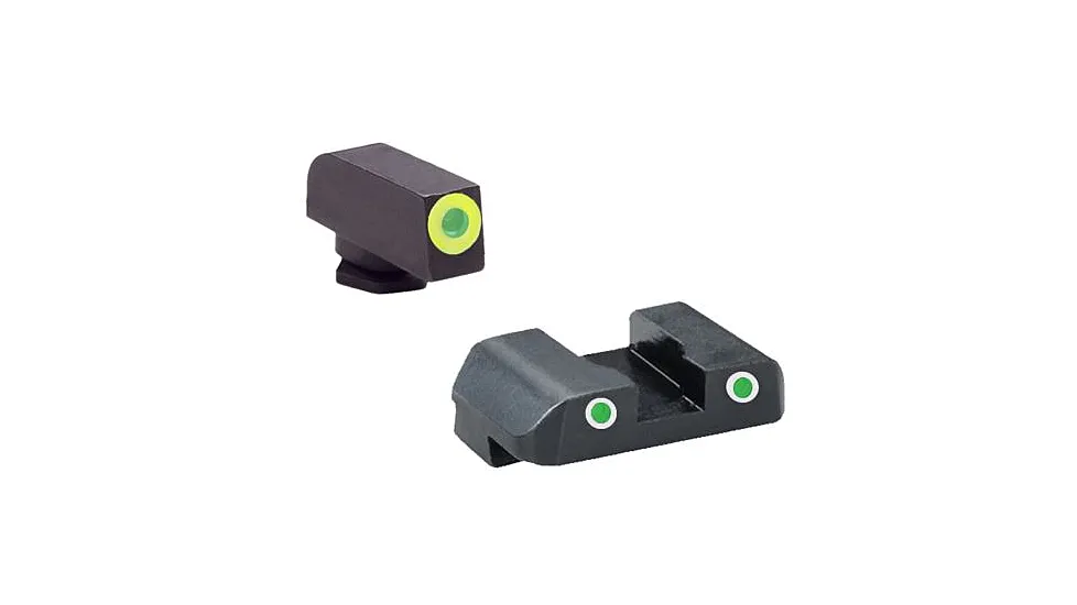 Ameriglo Tritium Front/Rear Combo Sights Green Dot White Outline Rear And Green Dot LumiLime Outline Front For Glock 20-41 GL-247