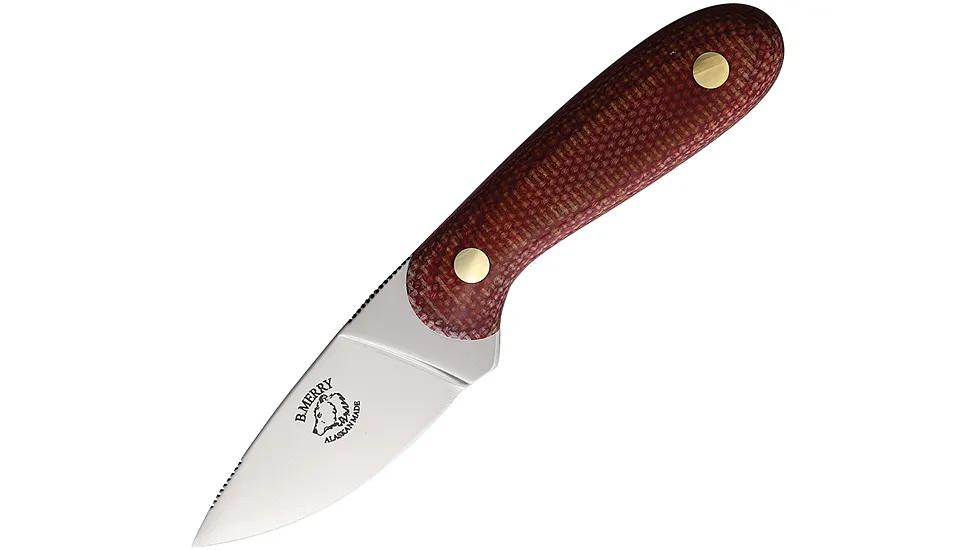 B Merry Red Canvas Micarta 3in Hunter Knife
