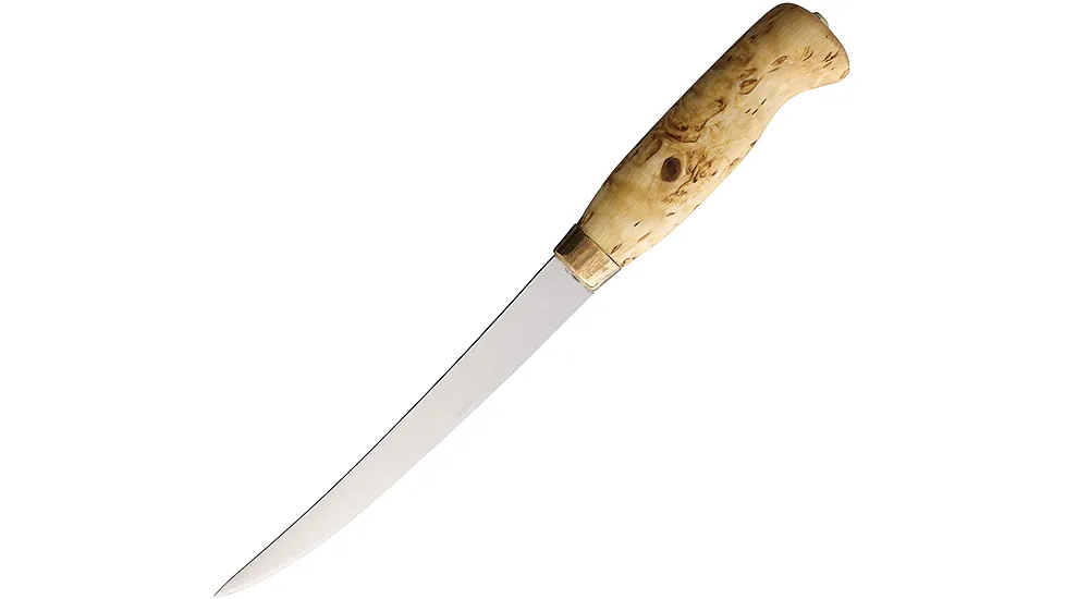 Wood Jewel Curly Birch Mirror Fillet Knife