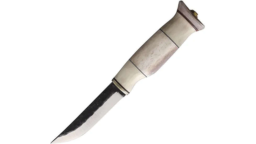 Wood Jewel 8in Reindeer Horn Fixed Blade Knife