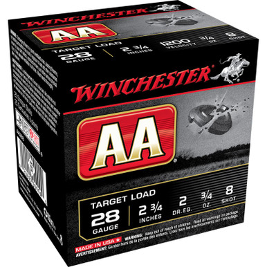 Winchester AA288 AA Target 28 Gauge 2.75" 3/4 oz 8 Shot 25 Rounds