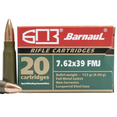 Barnaul 7.62X39 123GR FMJ Steel Lacquered Case 20 Rounds
