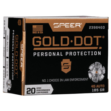 Gold Dot 23964GD Personal Protection 45ACP 185 GR JHP 20 Rounds