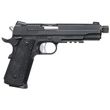 Sig 1911 45 ACP 5.6In TAC OPS Black SAO Siglite Ergo XT Grip (4) 8RD Steel MAG Rail Threaded (.578X28 RH), 1911R45TACOPSTB