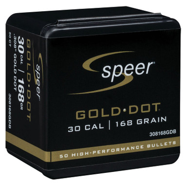Speer Gold Dot Rifle 308168GDB .30 Cal 168 gr Soft Point Bullets-50cnt